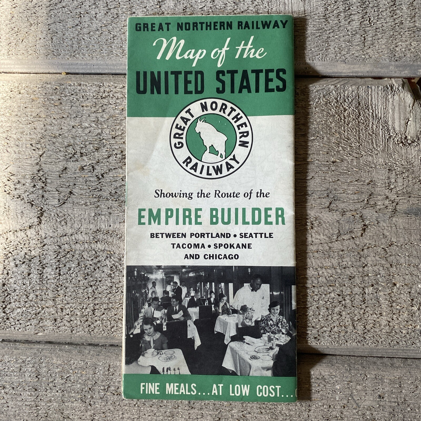 Vintage Map Great Northern Railway Empire Builder Route US ’39