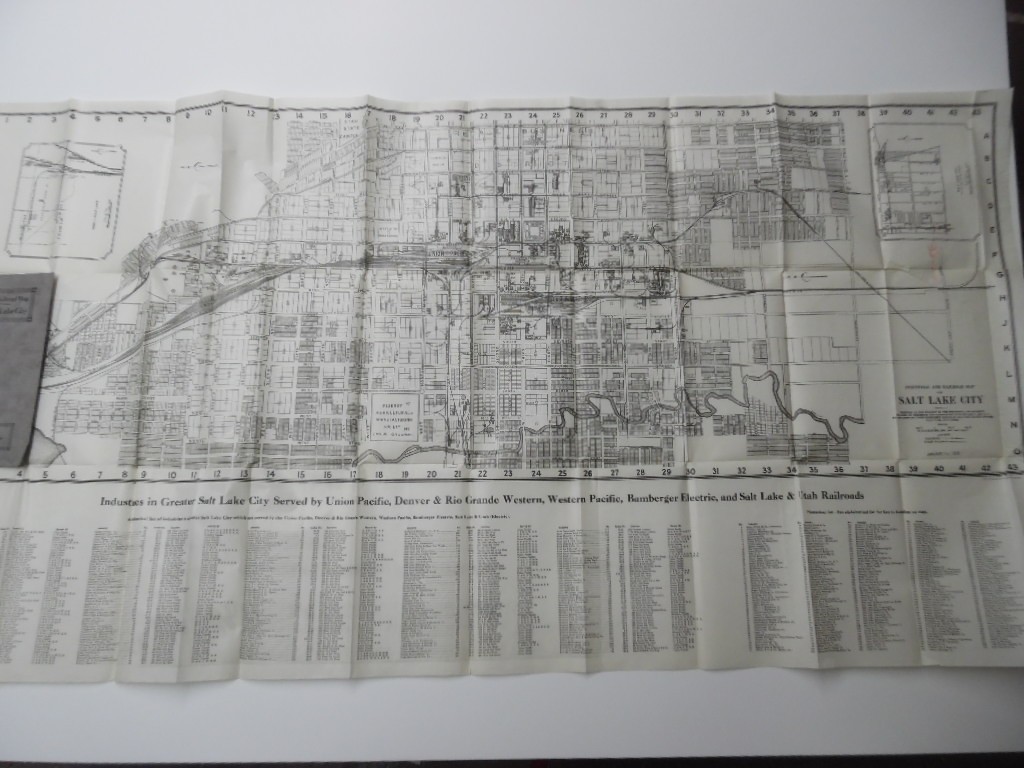 1923 Industrial and Railroad Map of Salt Lake City Utah Commerical Club Antique