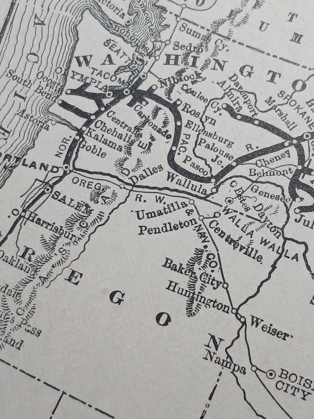 ~1895 Train Route Map NORTHERN PACIFIC RAILROAD all Stations & Lines MT ND WA MN