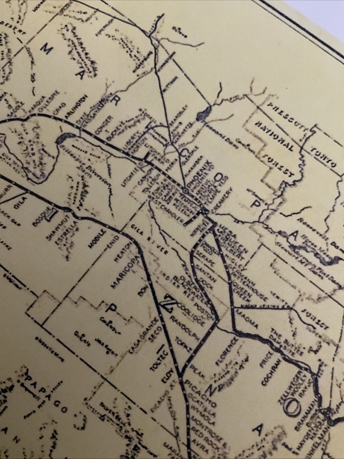 Tucson Division Map Southern Pacific Railroad Arizona 1951
