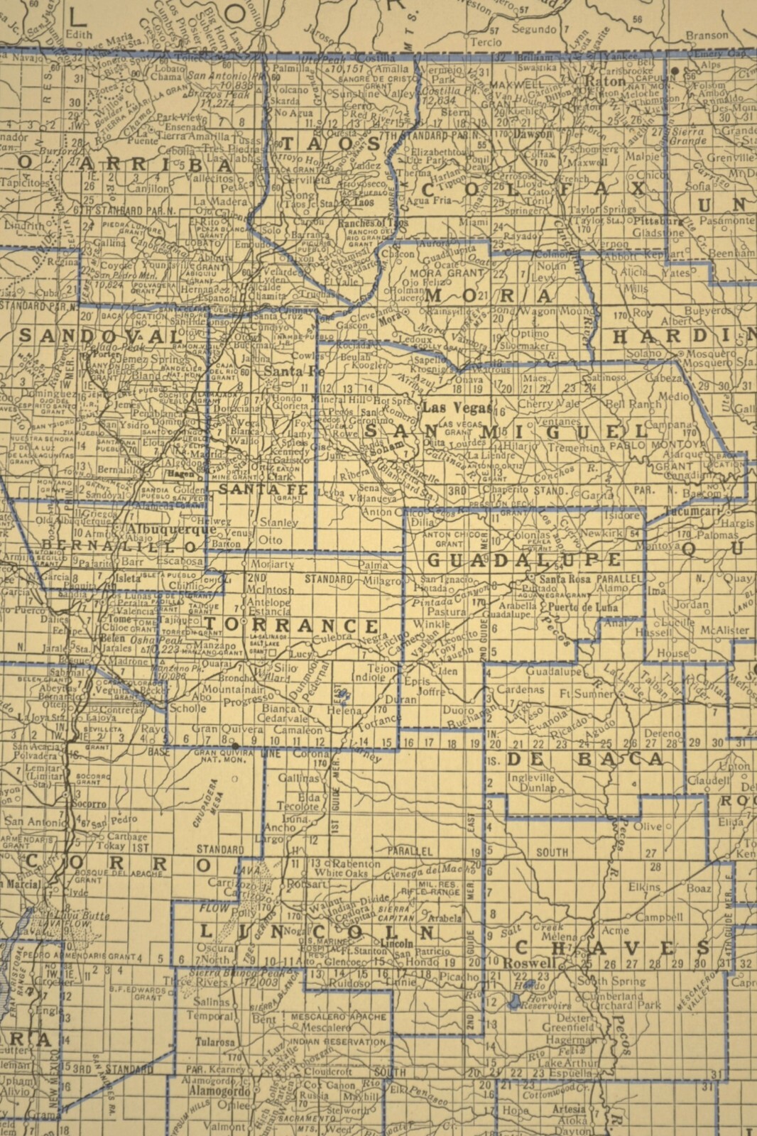 ca 1930 NEW MEXICO Railroad Map Depot Towns Santa Fe Historic Original Atlas Map