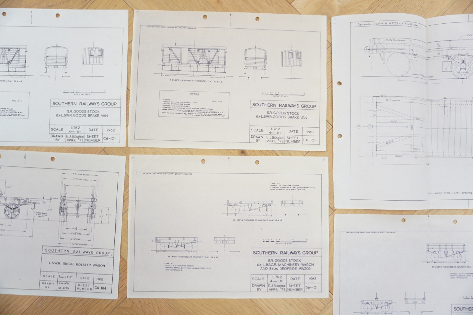 1960s Reprint Southern Region Railway Van & Wagon Diagrams x6