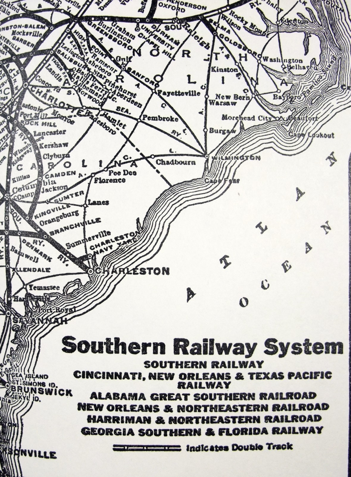 Southern Railway – Original 1940 Dated System Map. Vintage