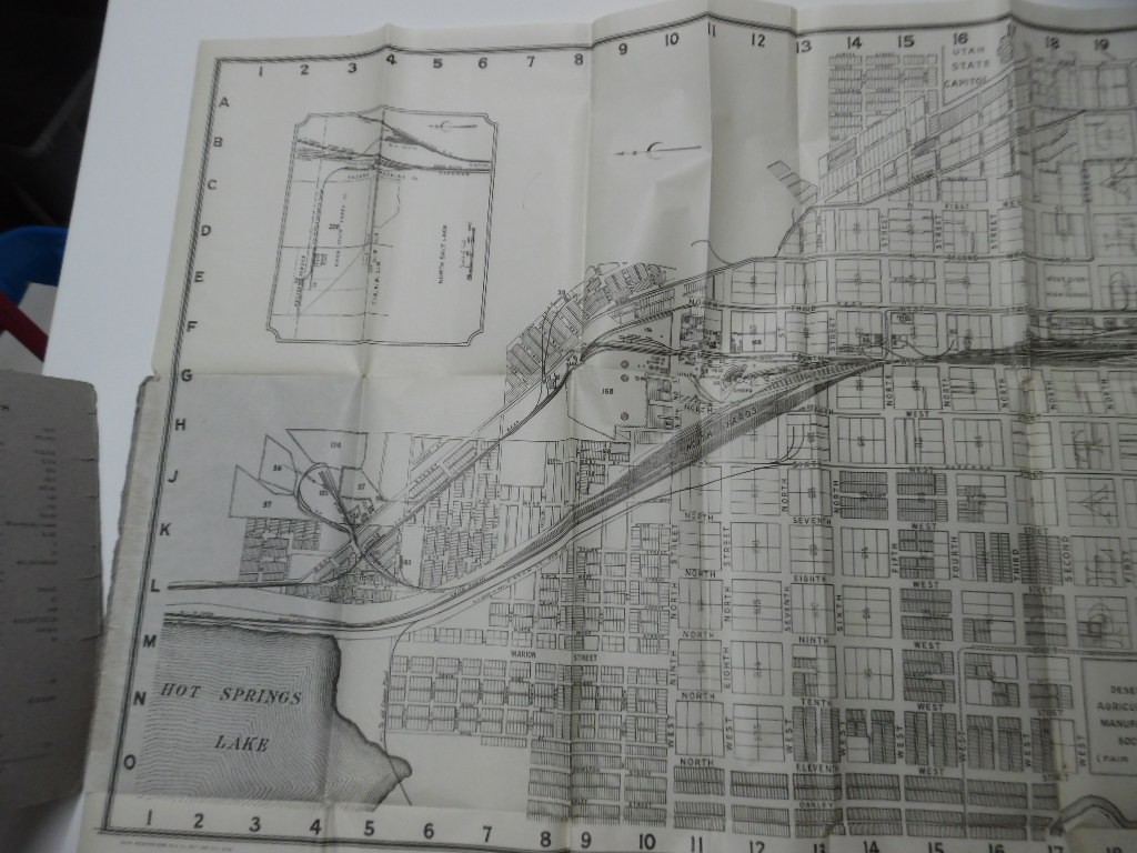 1923 Industrial and Railroad Map of Salt Lake City Utah Commerical Club Antique