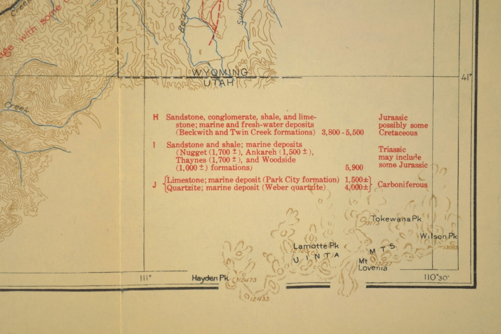 Antique Union Pacific Railroad Map Evanston Wyoming Aspen WY Devils Slide