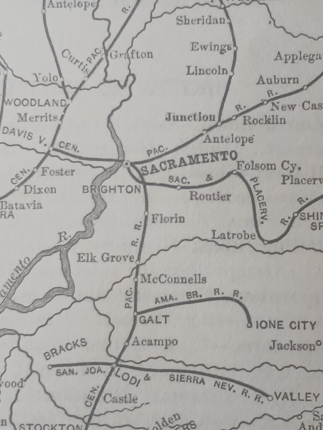 1892 Old Railroad Map SAN FRANCISCO & NORTH PACIFIC RAILWAY Train Line Routes