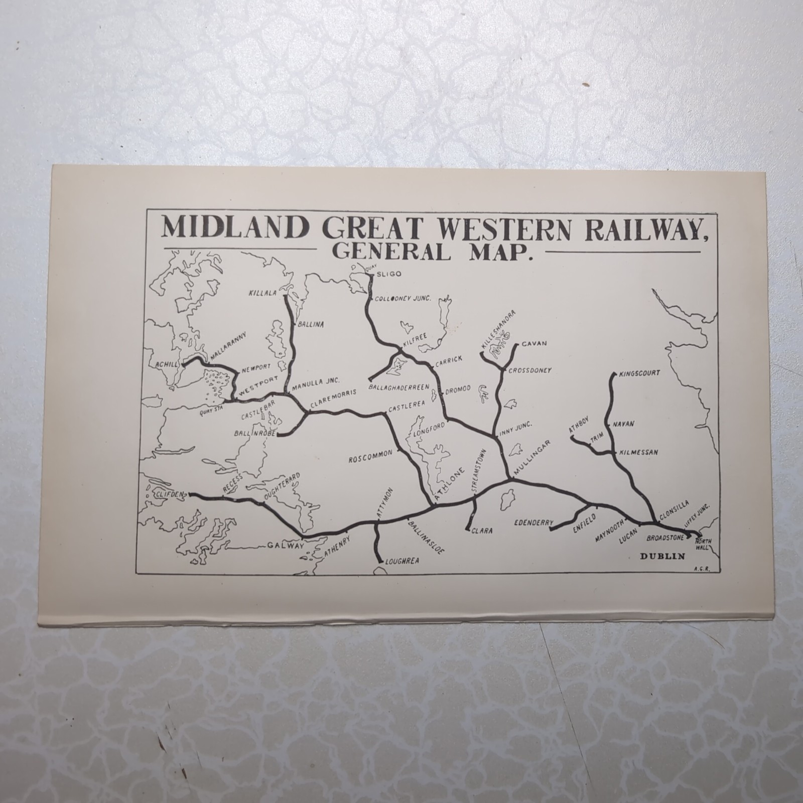 Original 1903 Midland Great Western Railway General Map