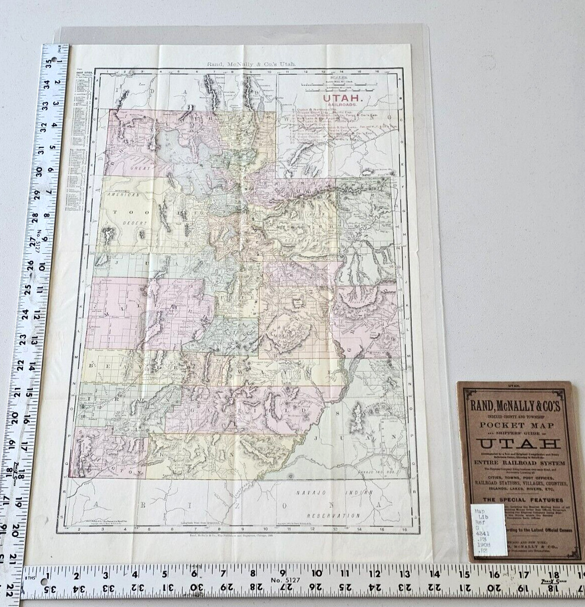 OLD RAND MCNALLY POCKET SHIPPERS GUIDE & RAILROAD MAP 1908 COLLECTIBLE TRANSPORT