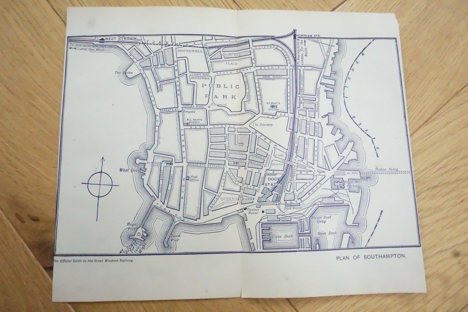 1913 GWR Southampton Original Railway Map