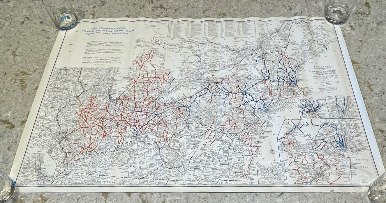 Vintage Northeast United States RAILROAD MAP