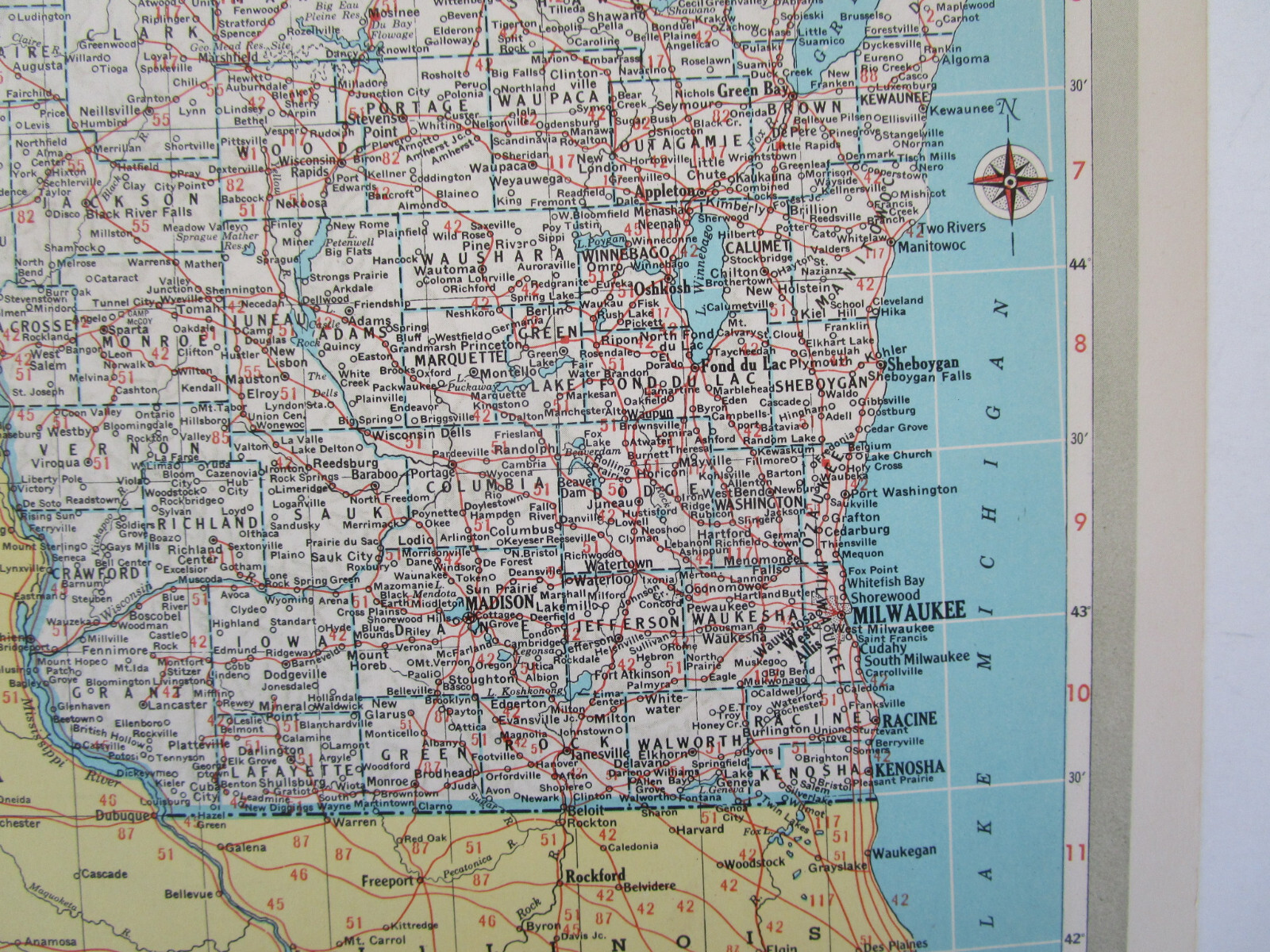 WI WY Vtg 1950 WISCONSIN RAILROAD Map LAONA & NORTHERN RR or WYOMING Map. CB&Q