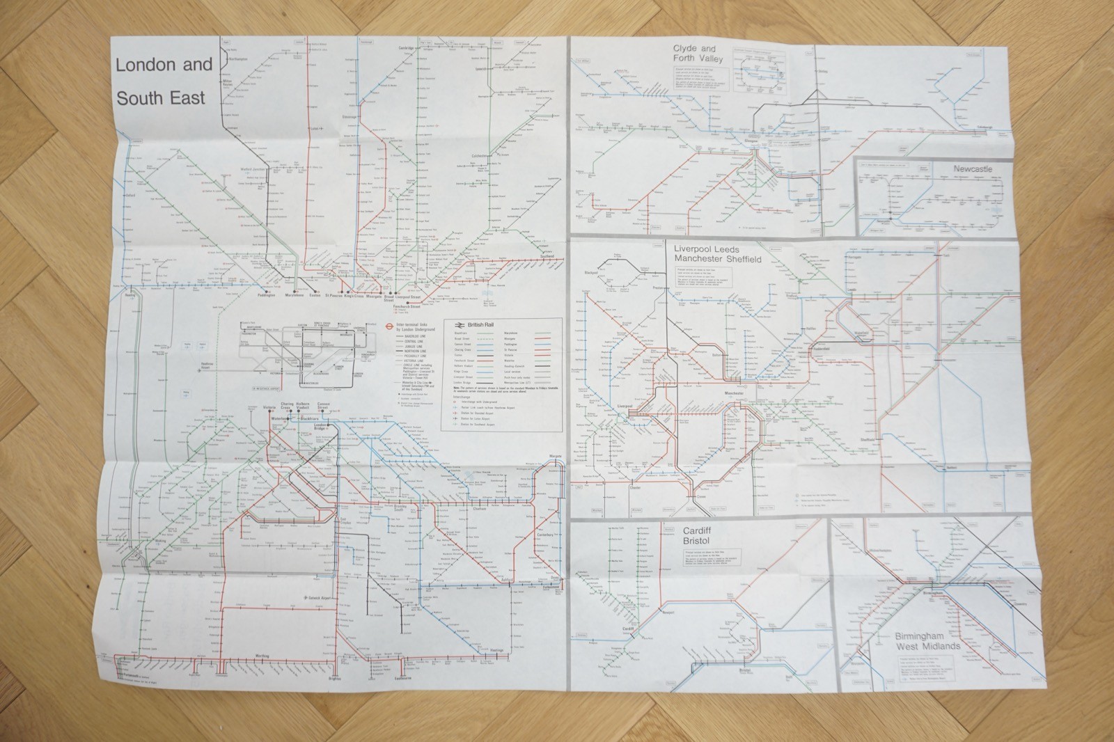 1984 1985 British Rail Passenger Network Railway Map RGC