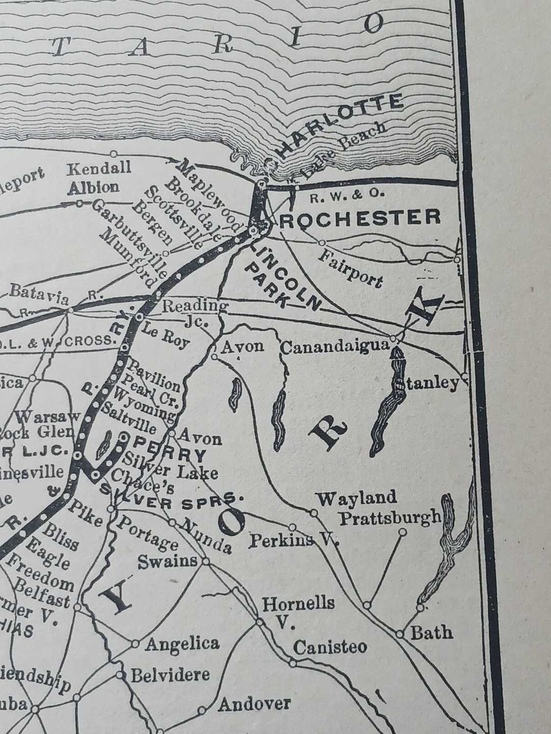 1901 Railroad Map BUFFALO ROCHESTER & PITTSBURGH RAILWAY all Train Route Lines