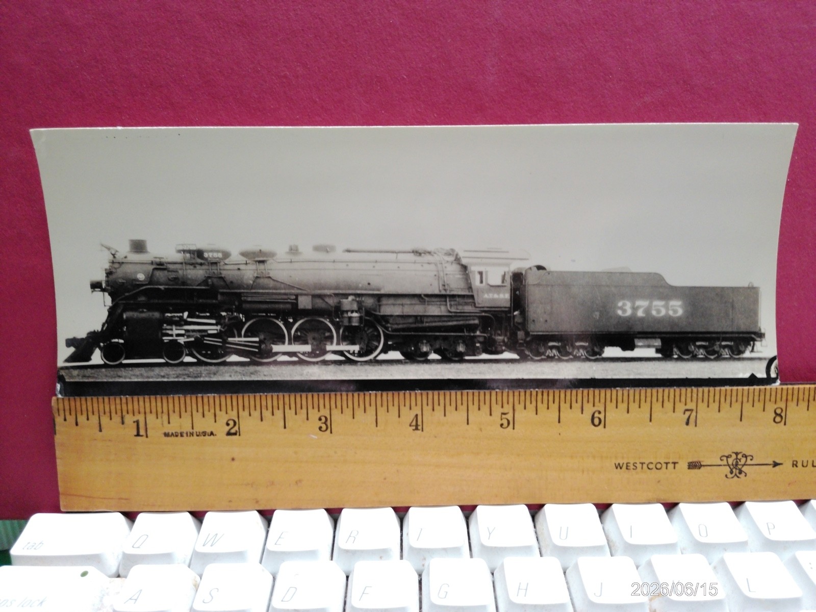 AT&SF RAILROAD ORIG BLUEPRINT DATA DIAGRAM BUILDERS PHOTO 4-8-4 LOCOMOTIVE #3751