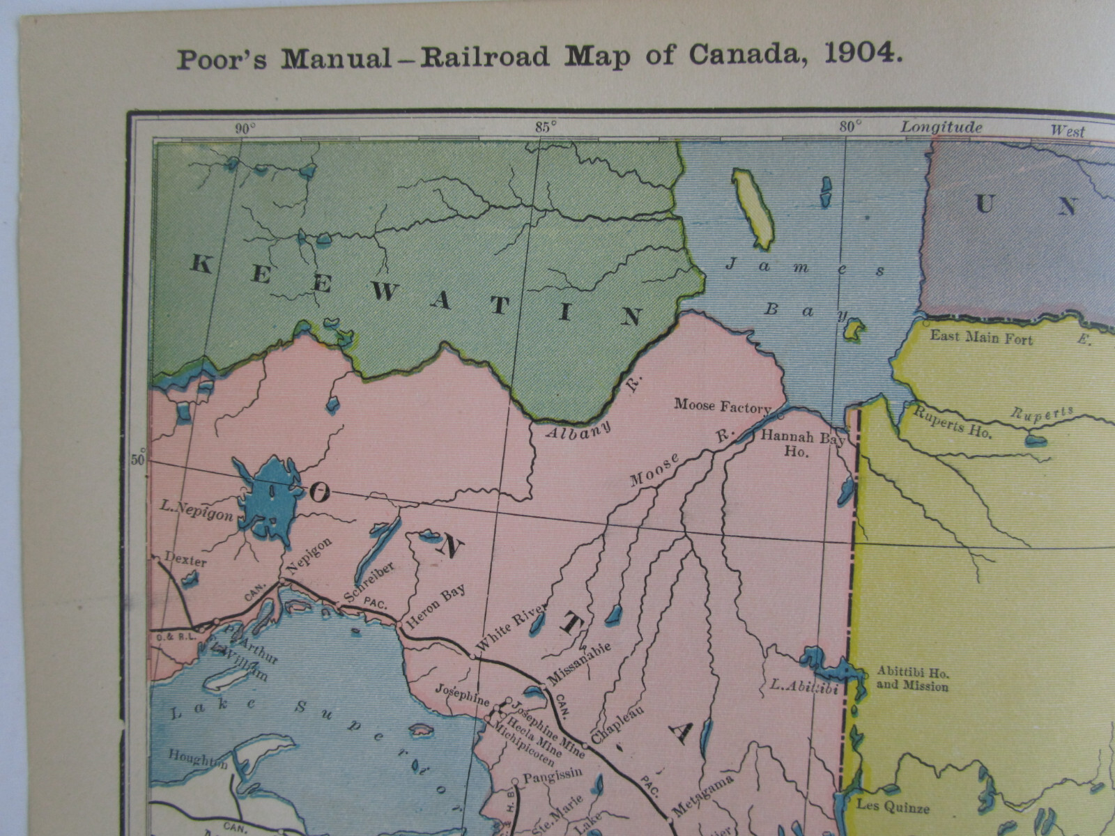 2 CANADA DATED 1904 Poor’s Manual Railroad Maps. EASTERN + WESTERN Sections