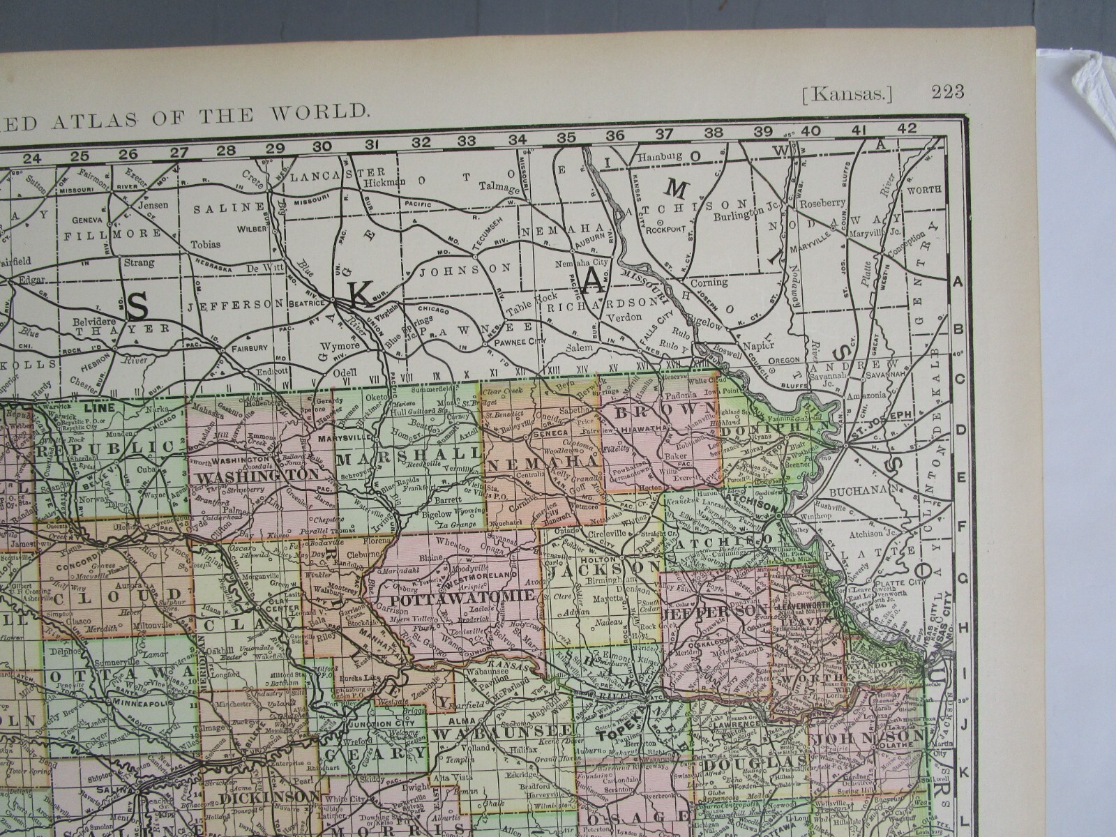 KS DATED 1902, 1888 KANSAS RAND McNALLY NEW BUSINESS ATLAS Map. Full index