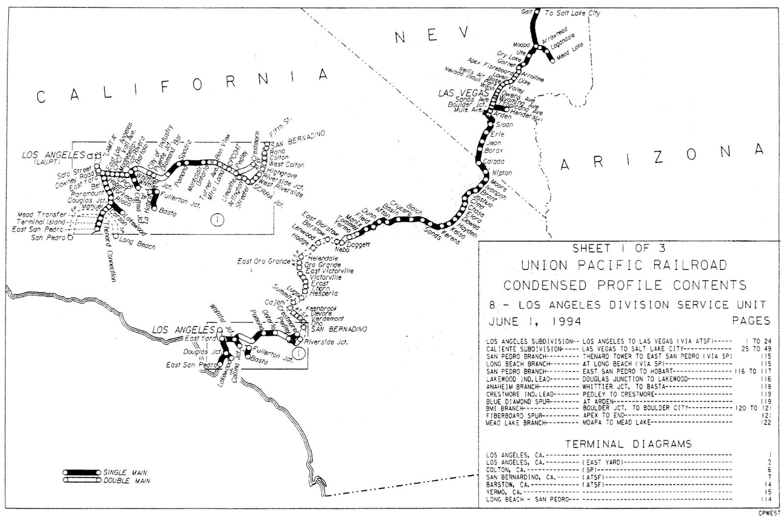 Union Pacific 1994 Los Angeles Div SU- 8 Condensed Profile PDF Pages on DVD