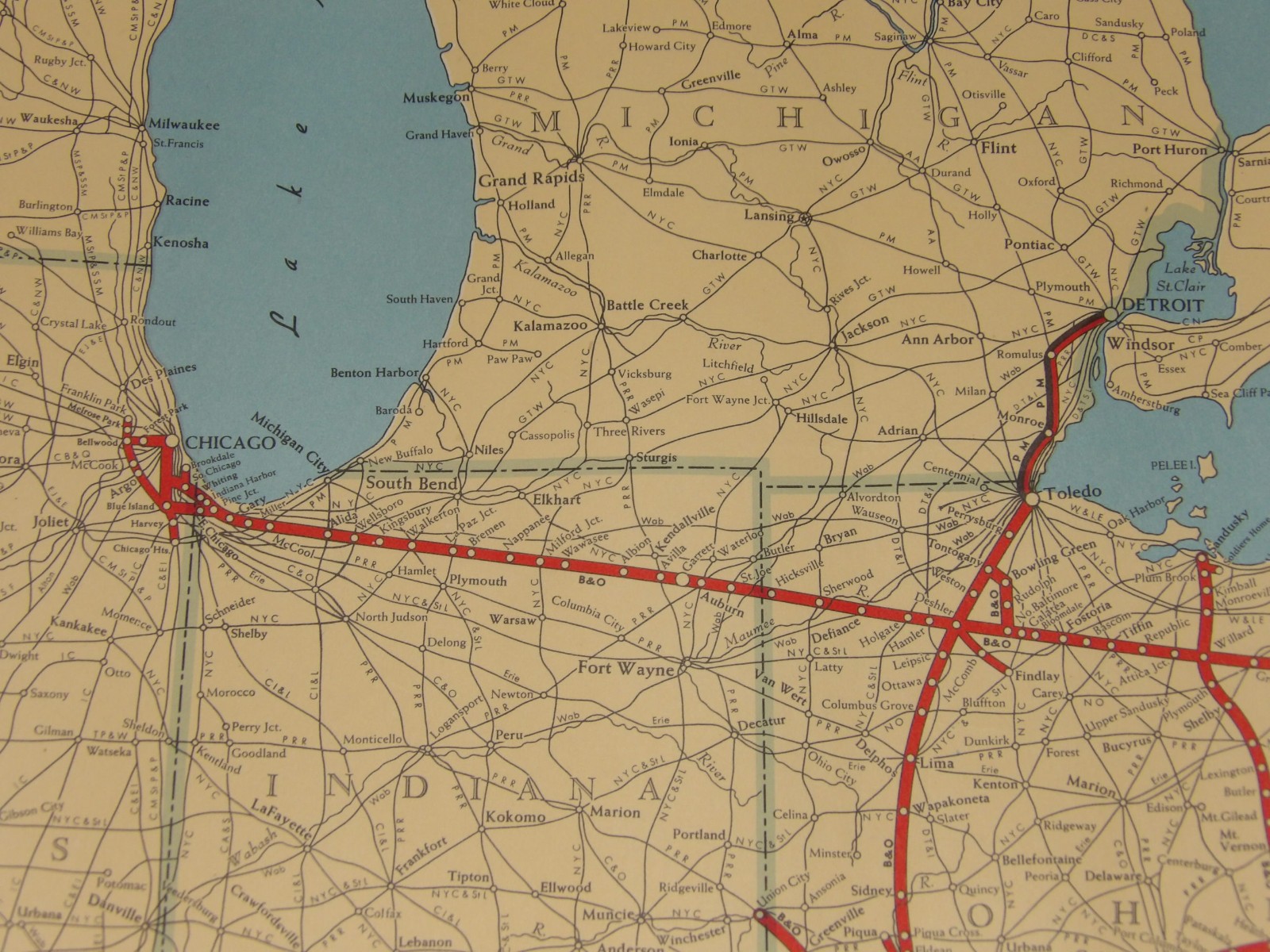 1950s B&O/BALTIMORE & OHIO RR GEOGRAPHICALLY CORRECT MAP/POSTER NORTHEASTERN USA