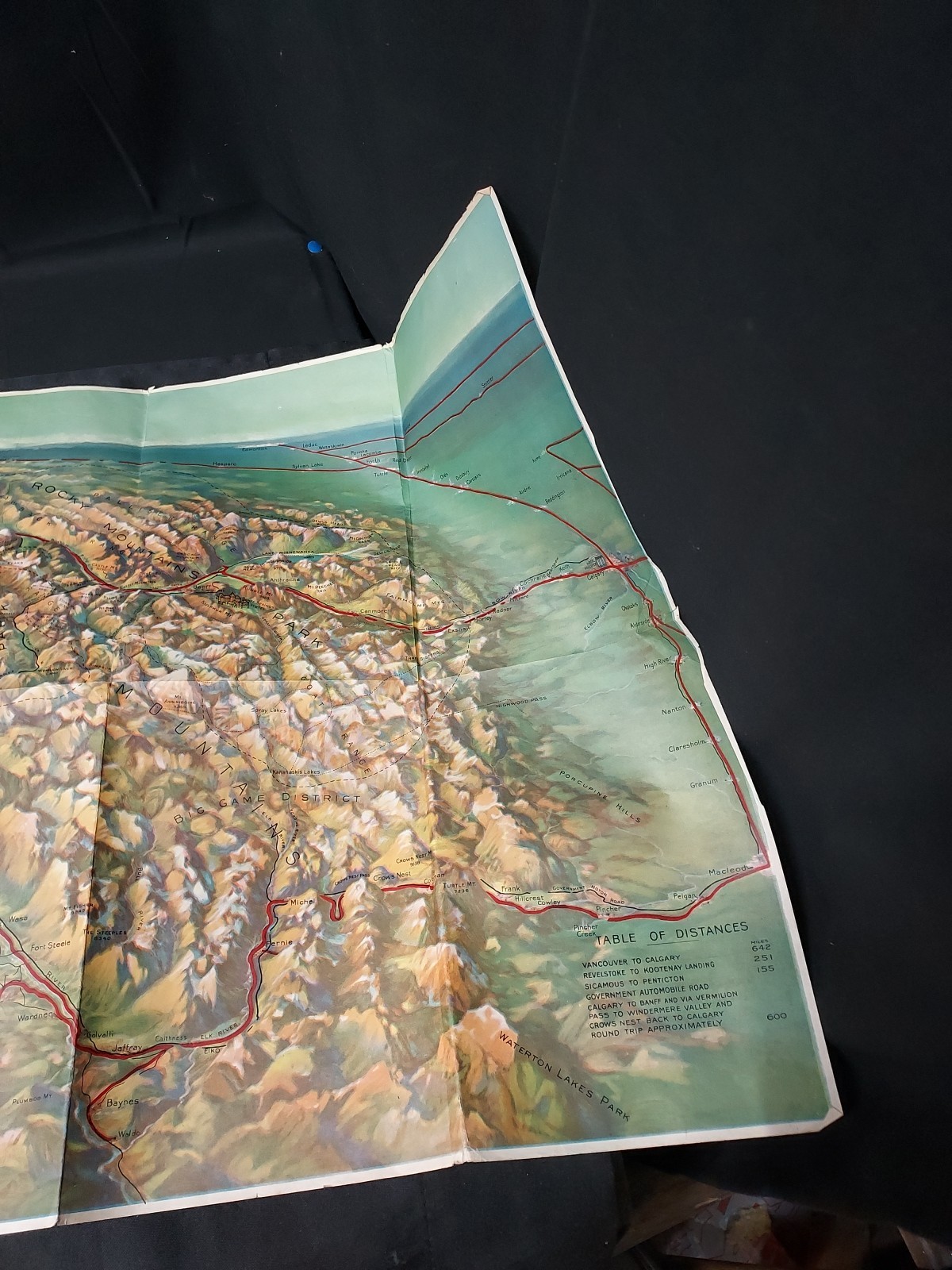 1923 Canadian Rockies Pacific Railway & Steamship Connection Map CPRY 46×17