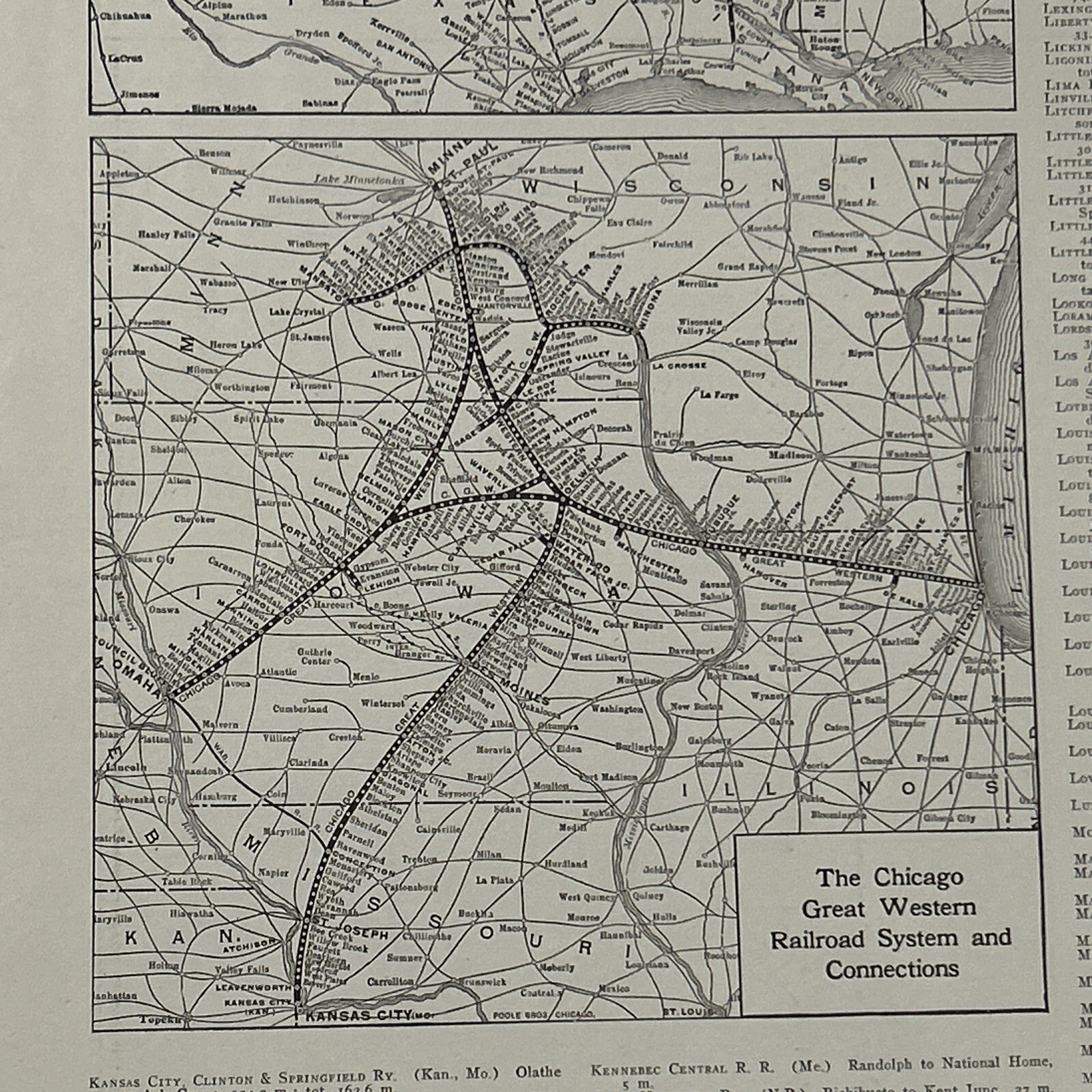 1917 Map The Chicago Rock Island & Great Western Railway System 15×11 Inches