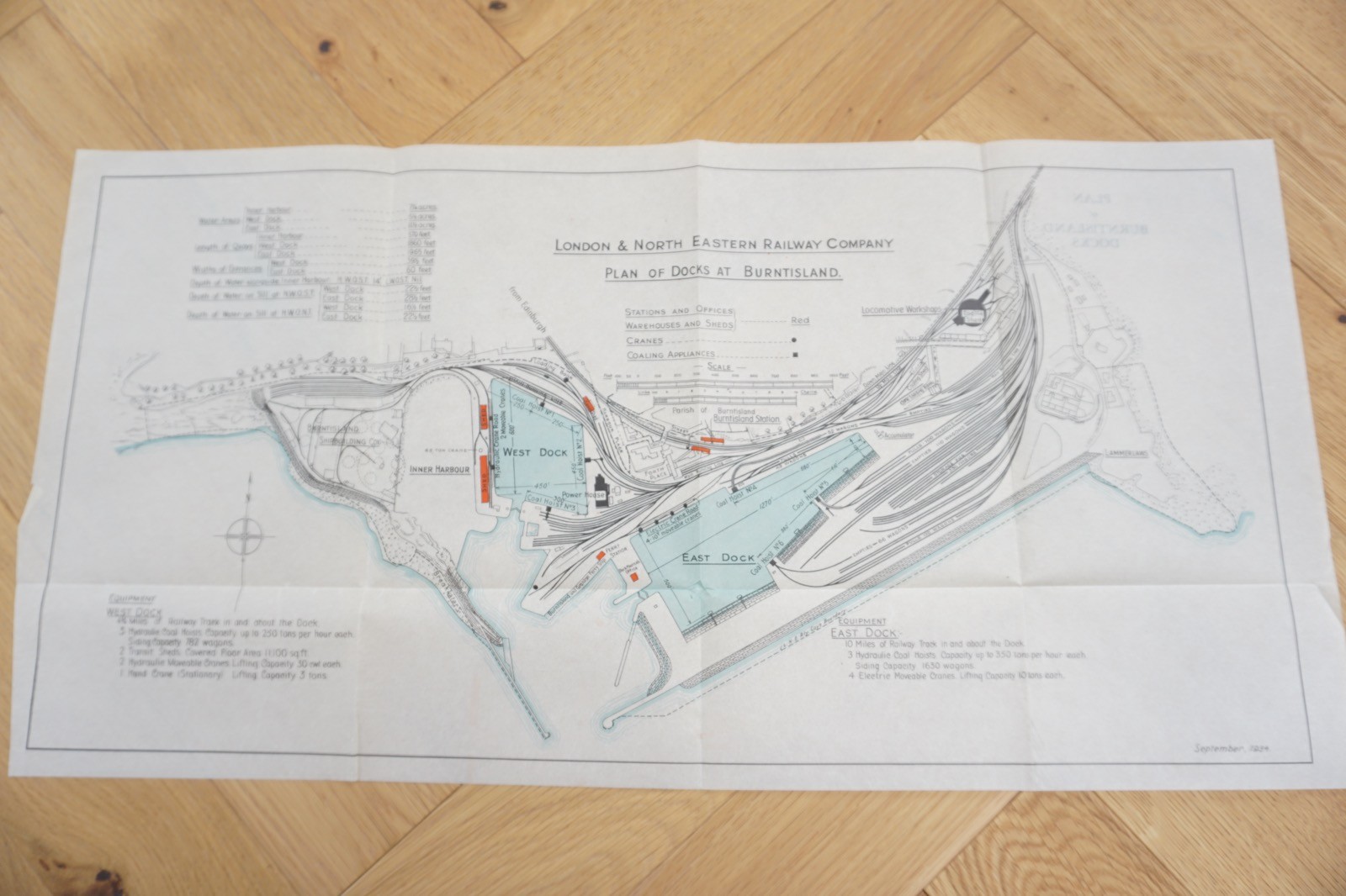 1934 LNER Burntisland Docks Railway Plan Map