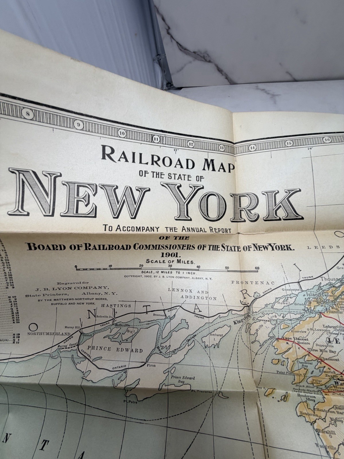 1901 New York Railroad Map Lyon Co Fold Out Original Albany NY