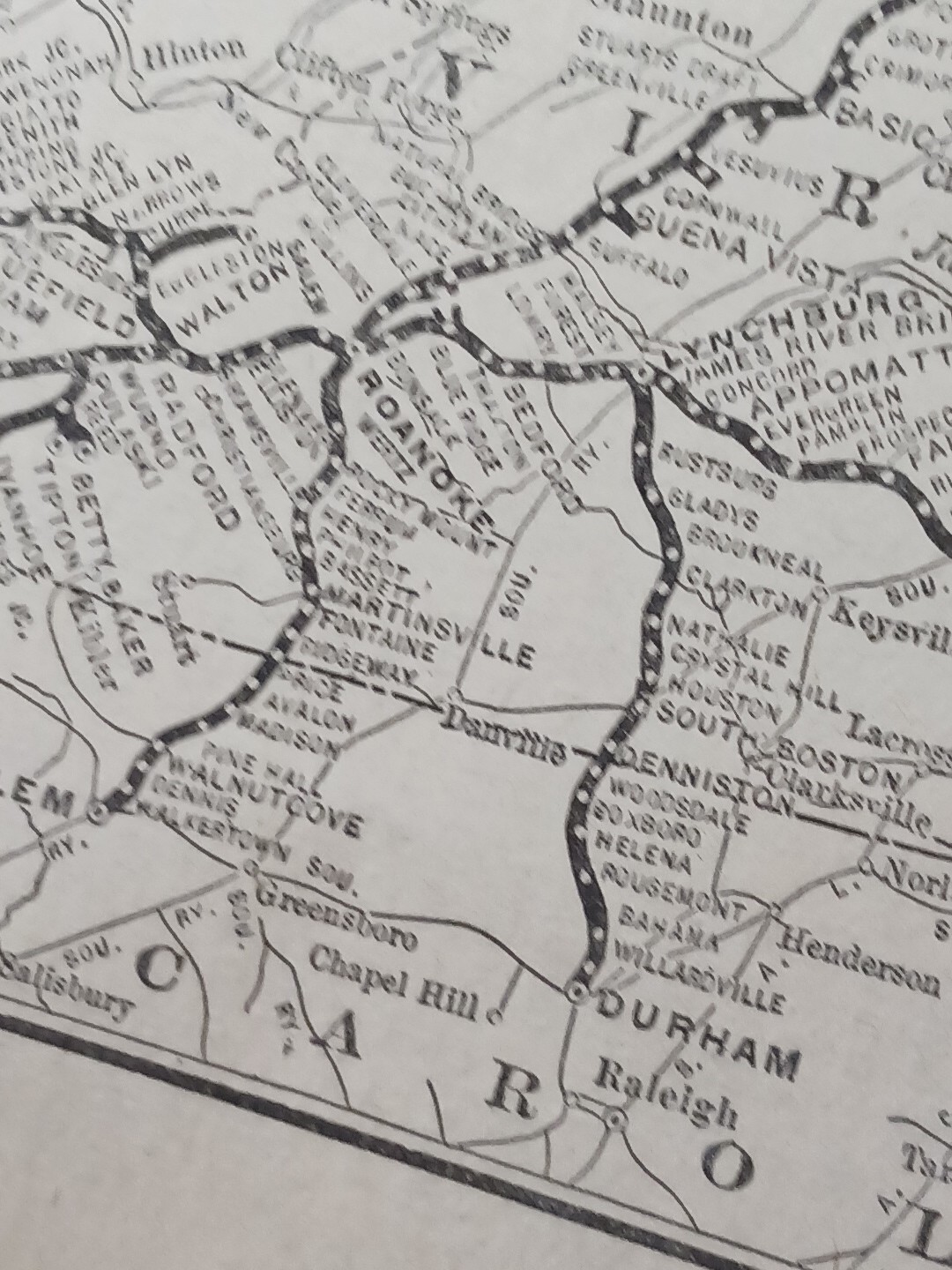 1910 Train Route Map NORFOLK & WESTERN RAILWAY and Connections All Depot Station