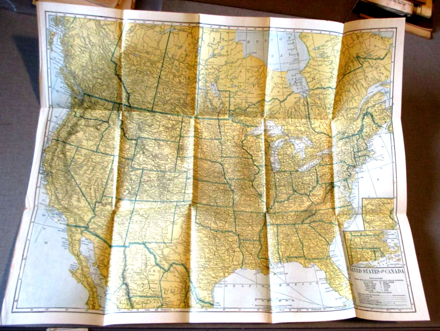 1906-UNITED STATES & CANADA HAMMONDS RAILROAD MAP & 1904 MEXICO HAMMONDS MAP-21″