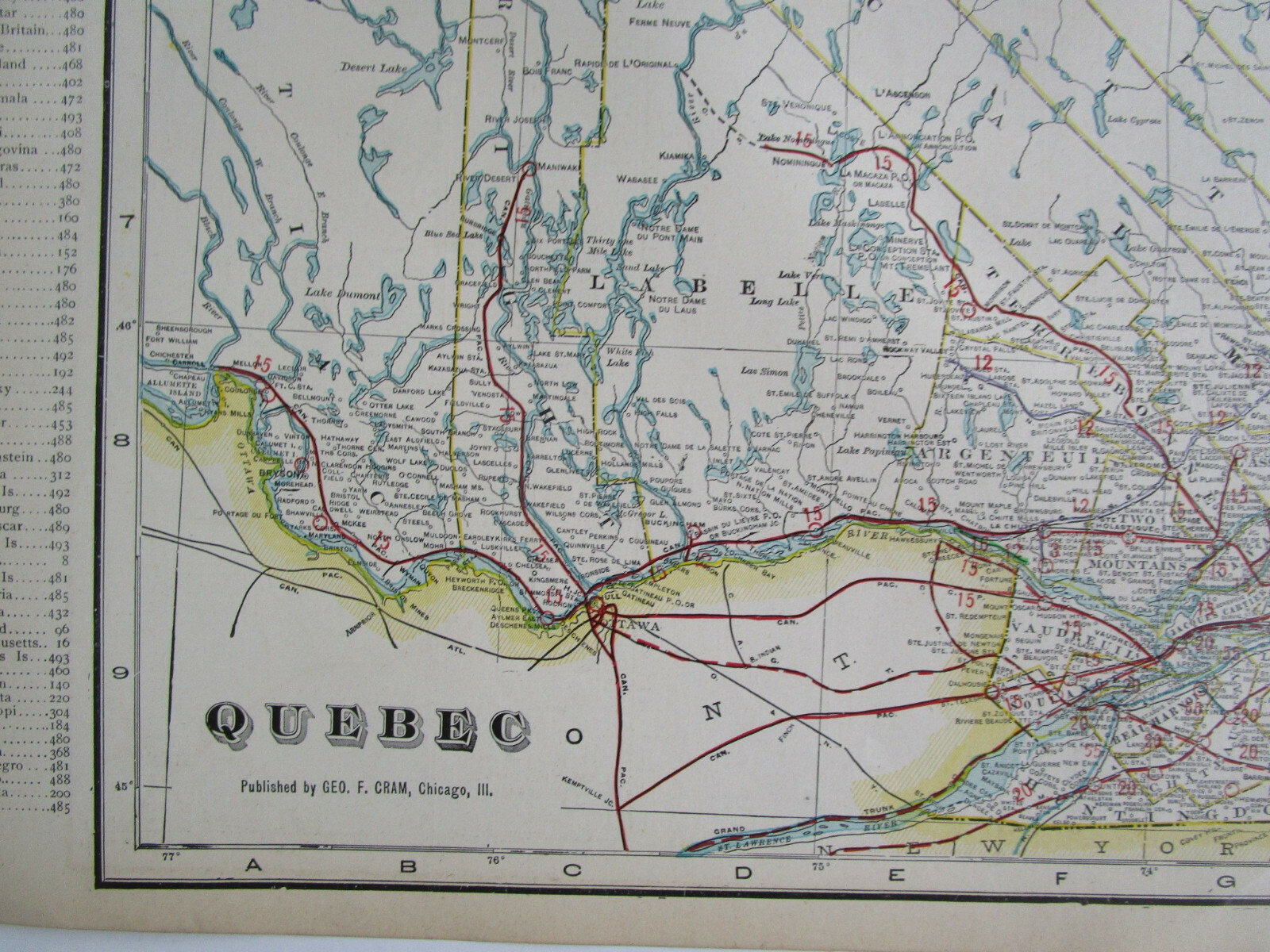 1910 QUEBEC STEAM, INTERURBAN ELECTRIC RAILROAD Map. CANADA 1900s PHILIPSBURG RR