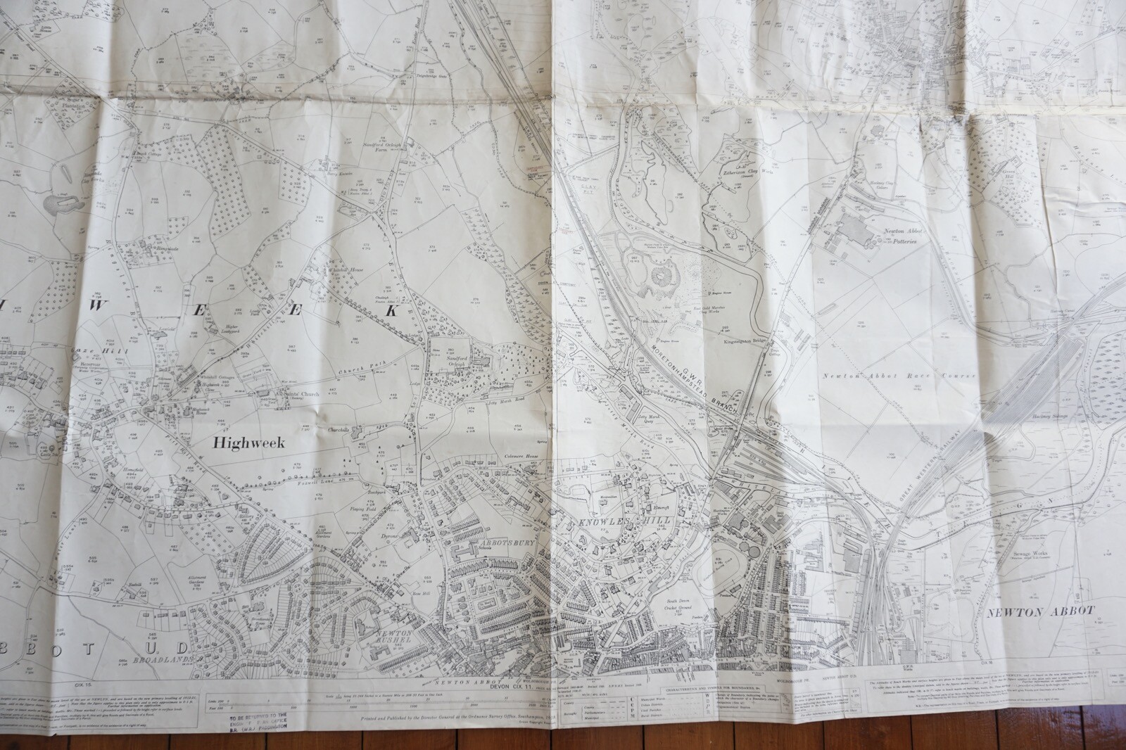 1936 Newton Abbot GWR Kingsteignton Highweek Railway OS Railway Map