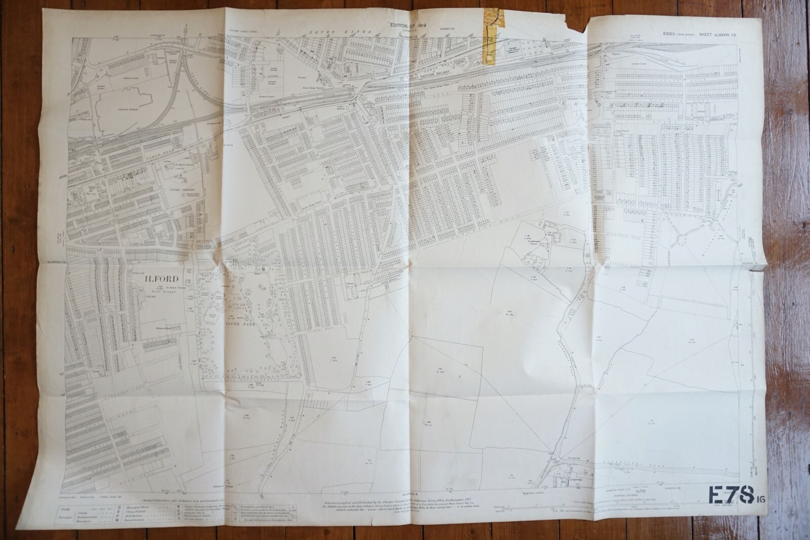 1919 Ilford Seven Kings Station GER Great Eastern Railway OS Railway Map