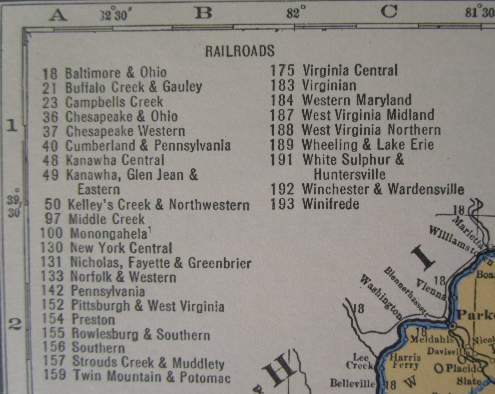 WA WV 1934 WASHINGTON State RAILROAD Map. Twin City RR or WEST VIRGINIA B&O PRR