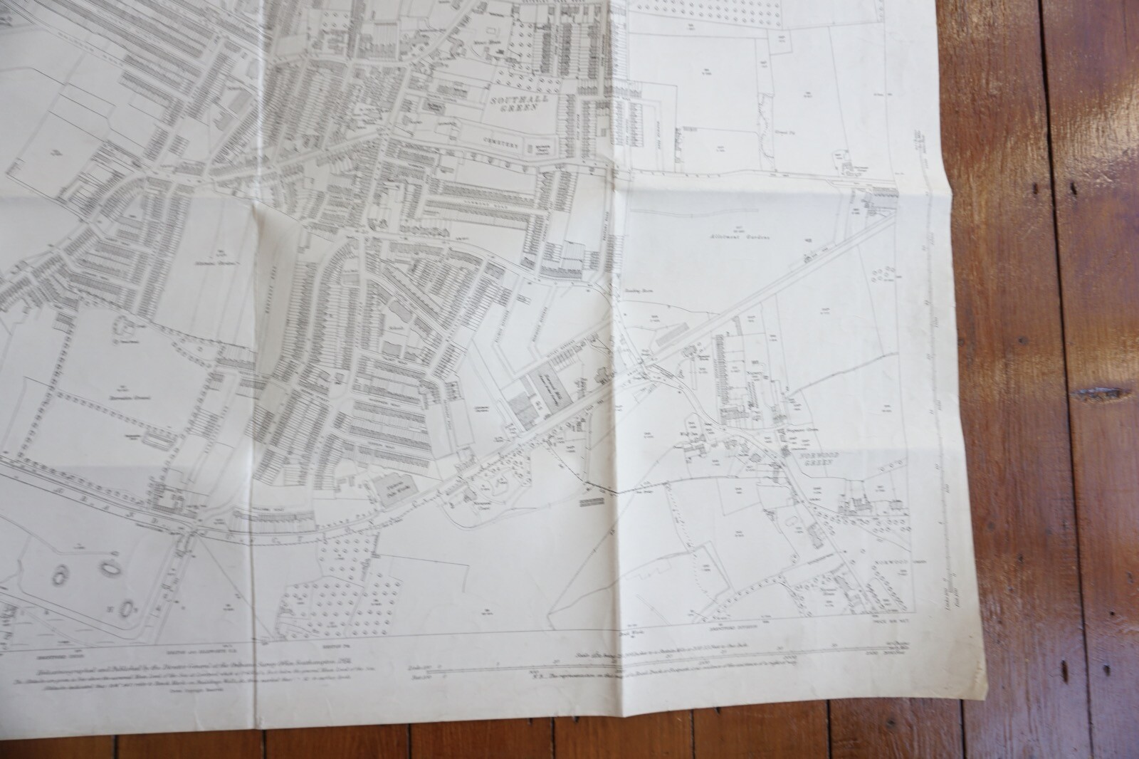 1913 Southall Middlesex GWR Railway OS Railway Map