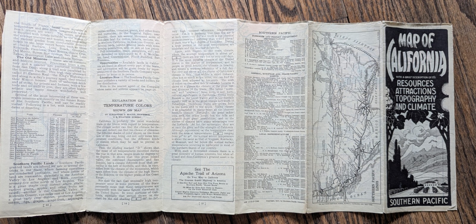 Southern Pacific Railroad Map of California 1917 with descriptions of resources