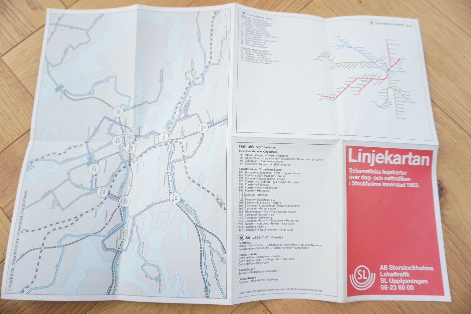 1983 Linkekartan Stockholm Sweden Bus Tram Railway Route Map