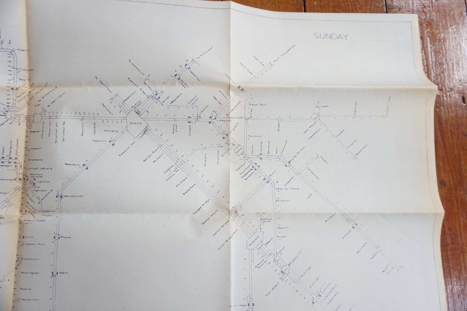 1970s Crewe Division Track Route Plan Railway Map