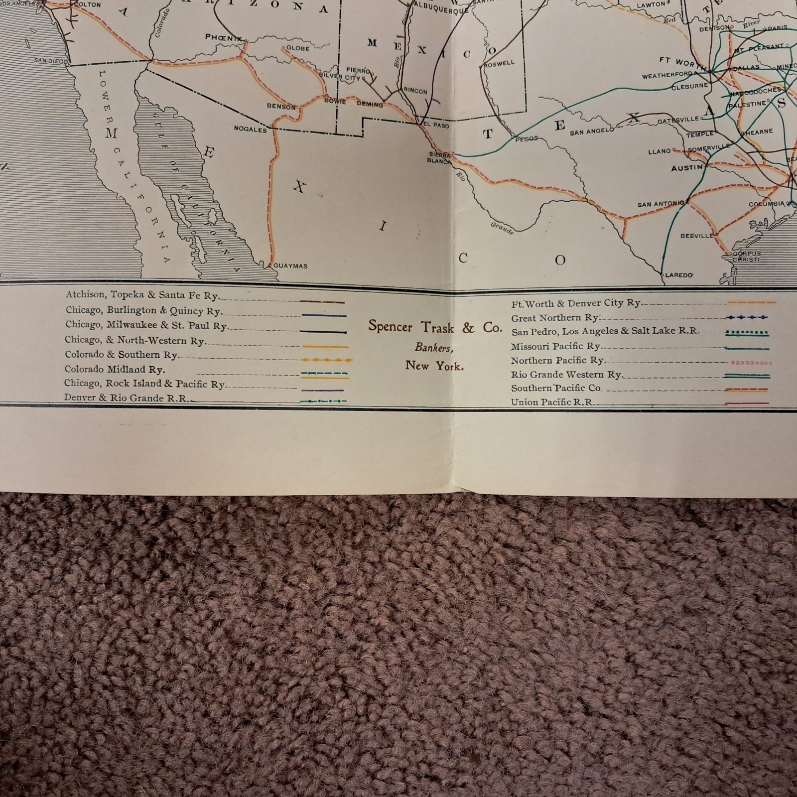 1902 Railroad Comparative Statement with Route Map Spencer Trask & Co 29 x 14