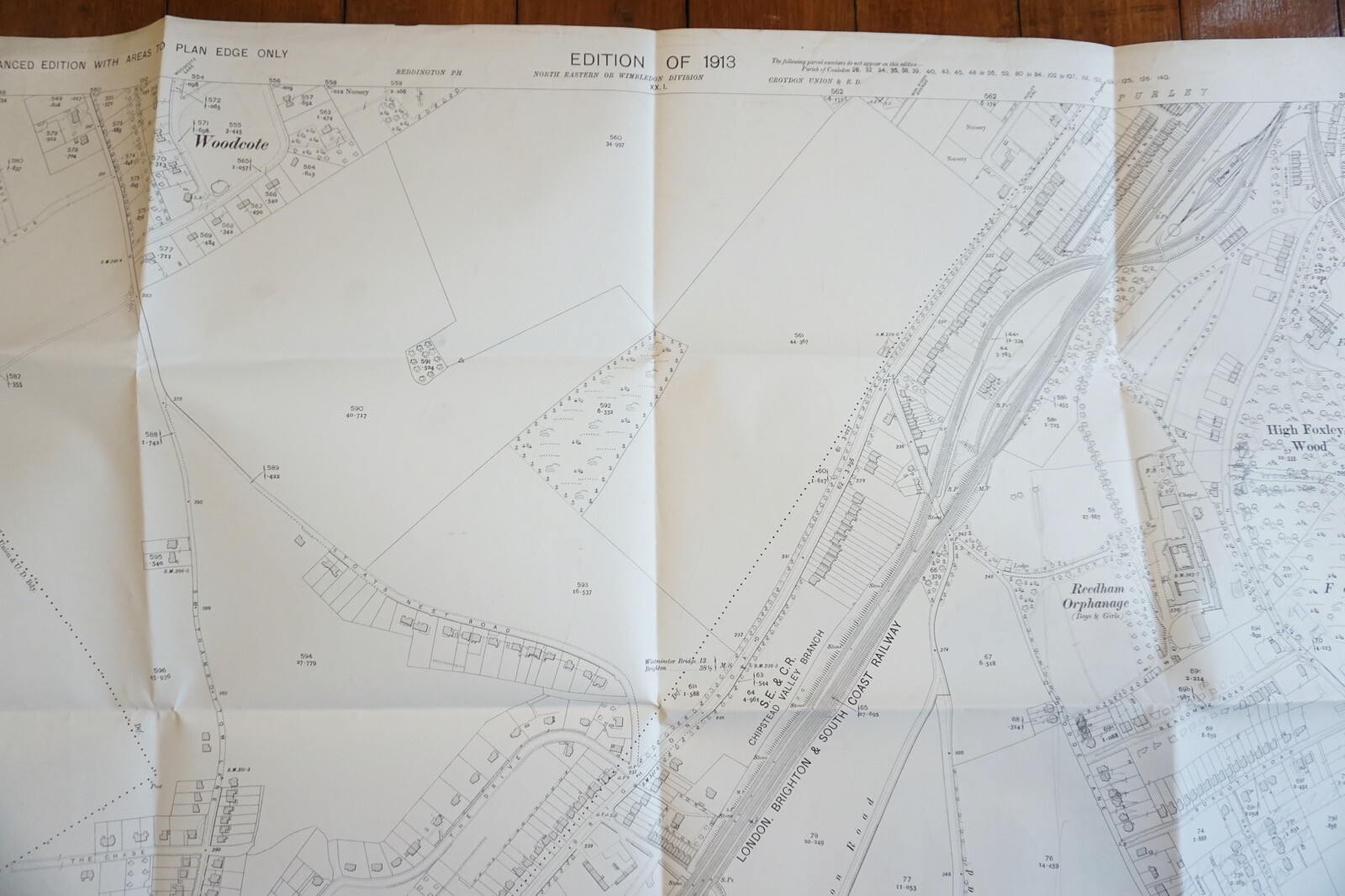 1913 SE&CR Chipstead Valley Branch LB&SCR Foxley Hill Railway OS Railway Map