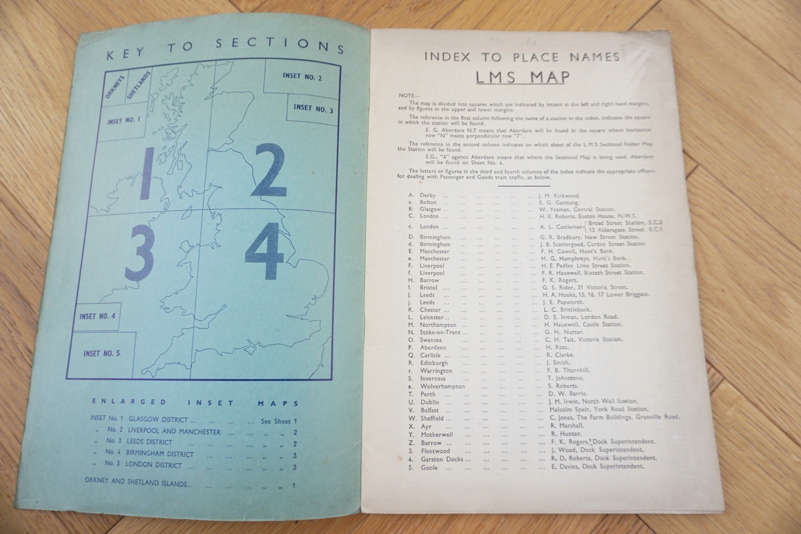 1939 List of Stations & Map (x4) of the LMS Londond Midland Scotland