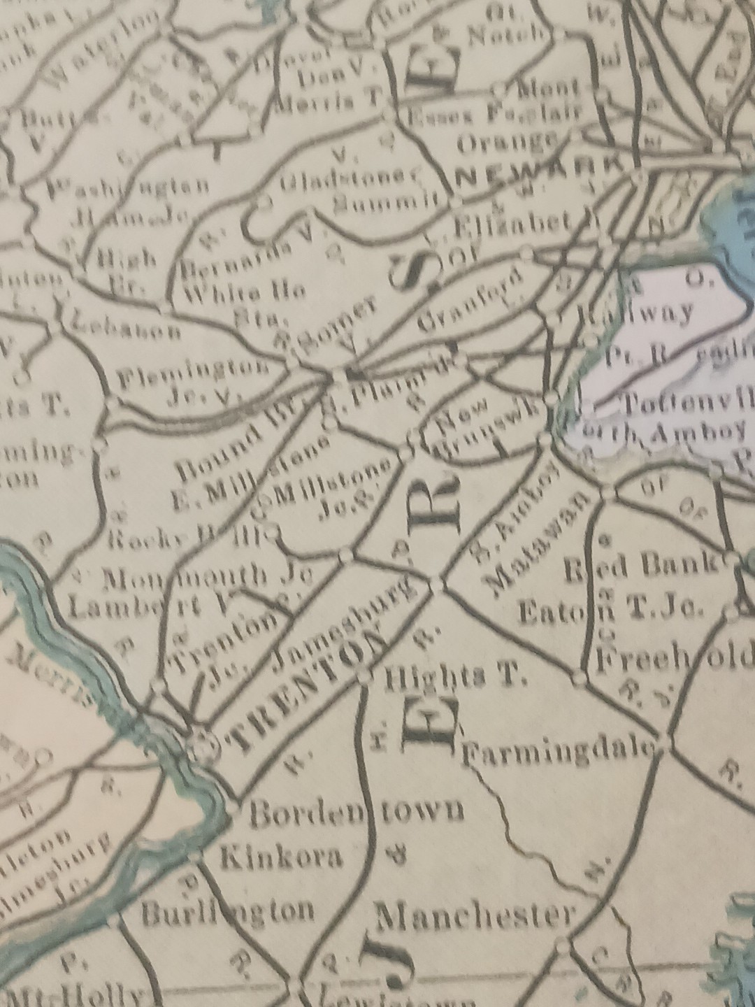 1905 Train Route Map PENNSYLVANIA New Jersey ALL old Railroad Lines Towns 11×9″