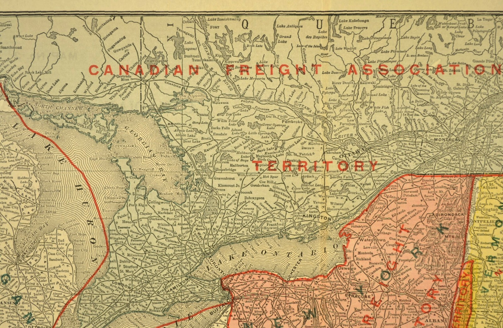 Northeast United States Map Railroad Freight Association Territories circa 1919
