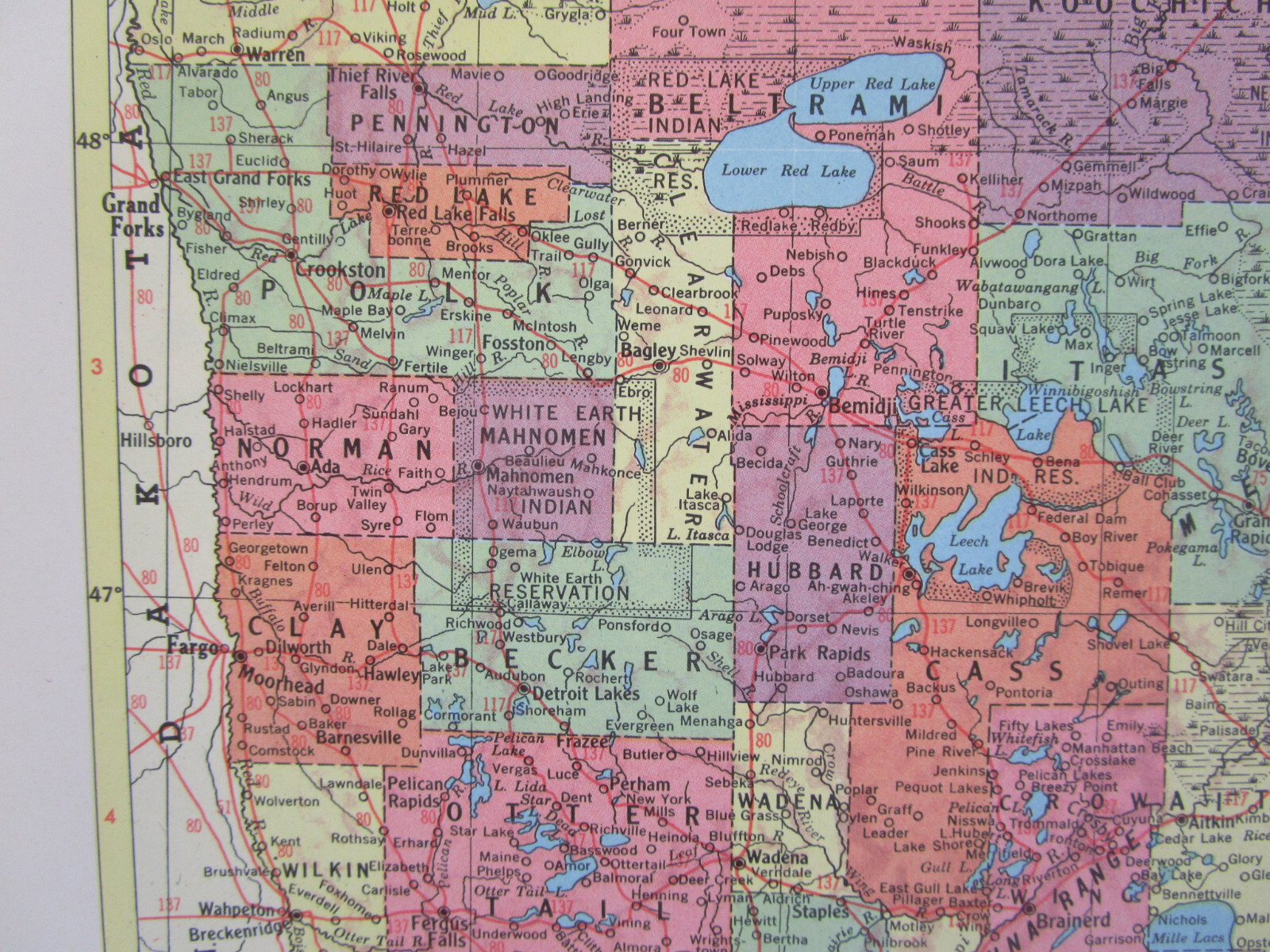 MN MI 1958 MINNESOTA RAILROAD Map DULUTH MESSABE & IRON RANGE RR ~or~ MICHIGAN