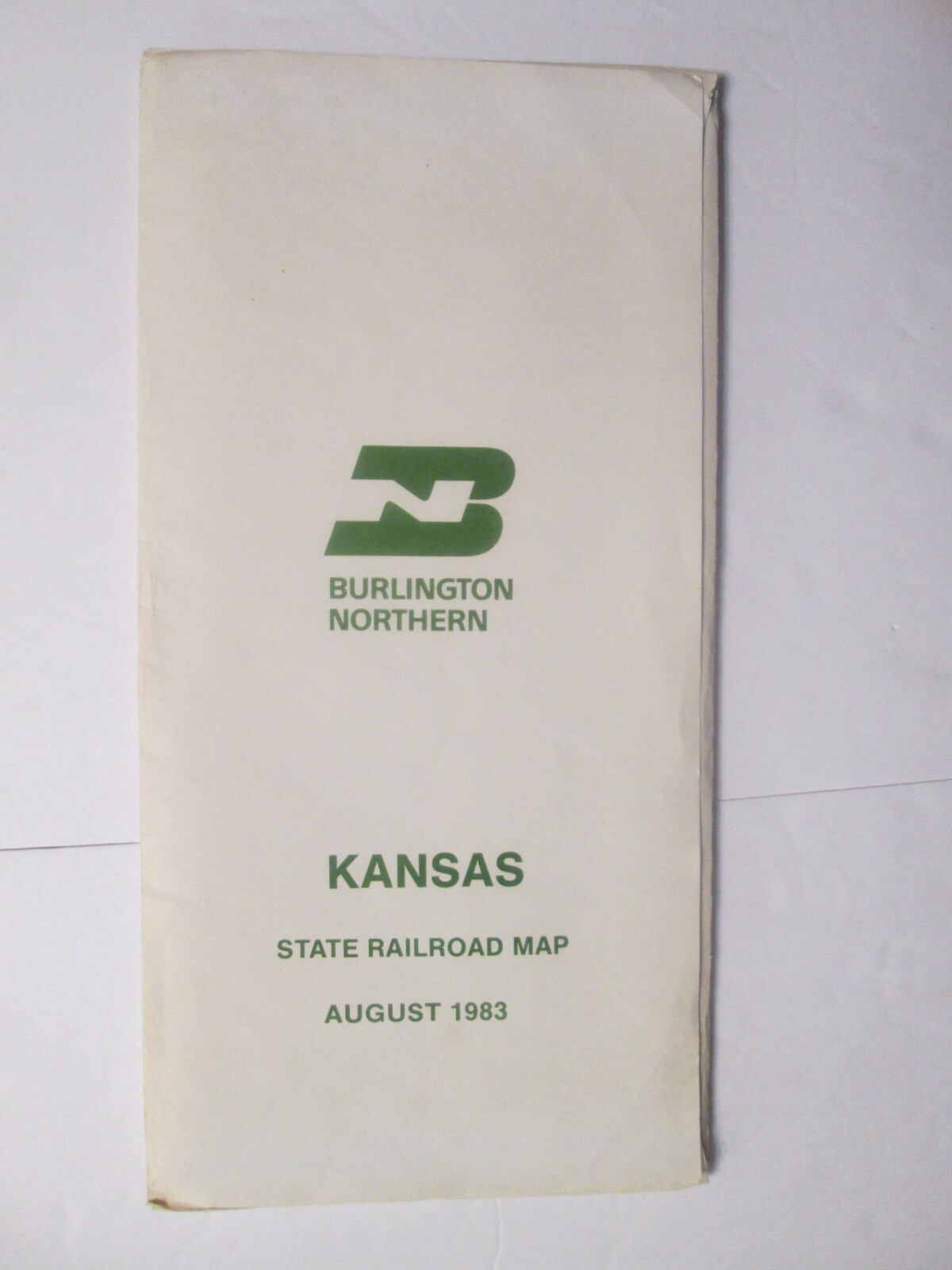 Large Burlington Northern State Railroad Map of Kansas 1983