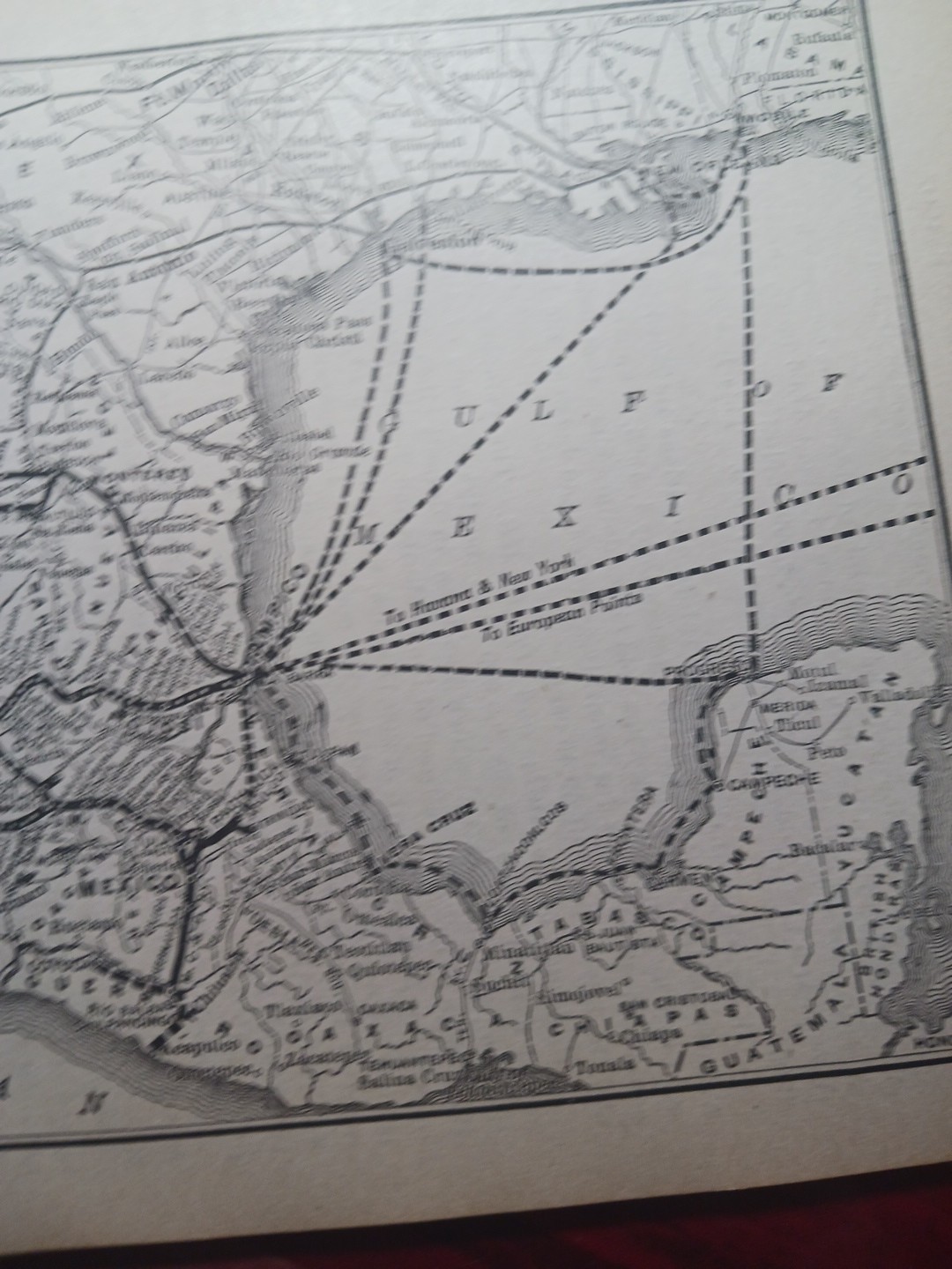 ~1906 Train Route Map MEXICAN CENTRAL RAILWAY Monterey Tampico Mexico Railroad