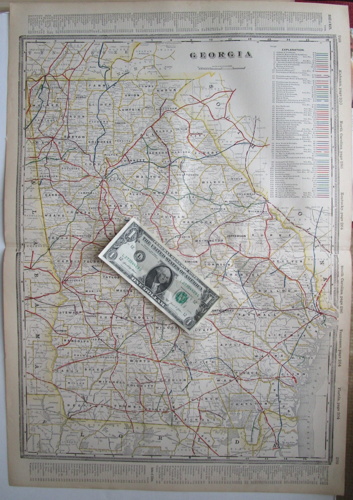 GA 1898 GEORGIA STEAM RAILROADs Map. SMITHONIA & DUNLOP RR, CUYLER & WOODBURN RR