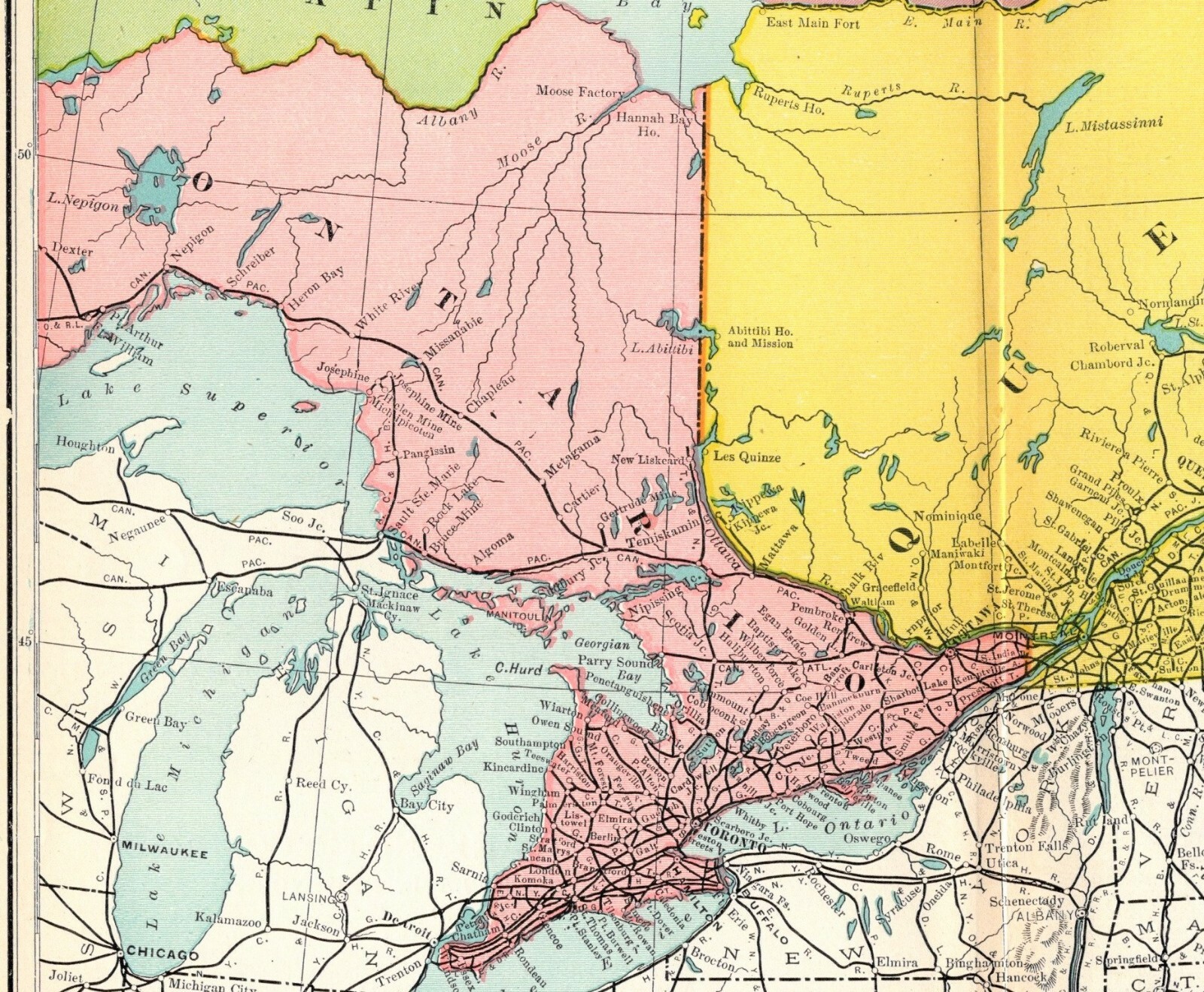 1906 Antique Canada Railroad Map Canadian Pacific Railway Map 9995