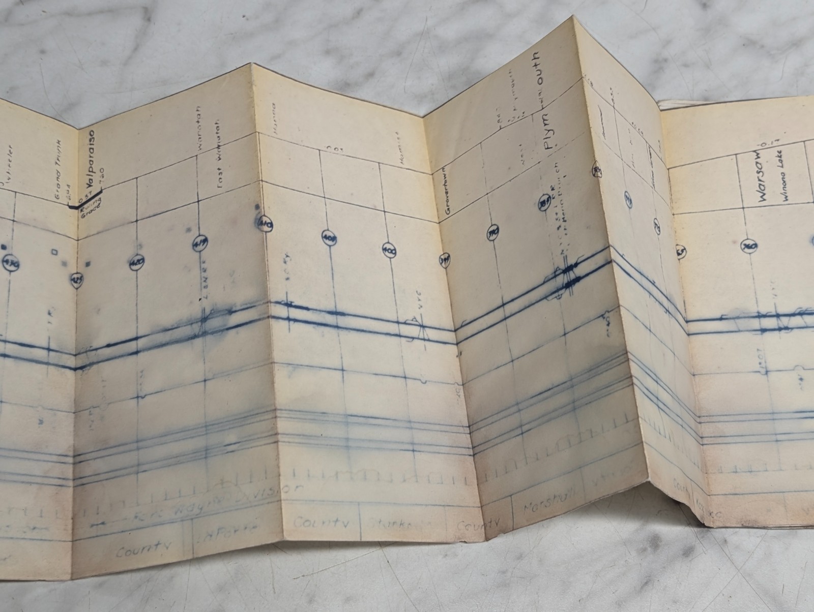 Pennsylvania Railroad Western Region Ft Wayne Division Main Line Track Chart ~6′
