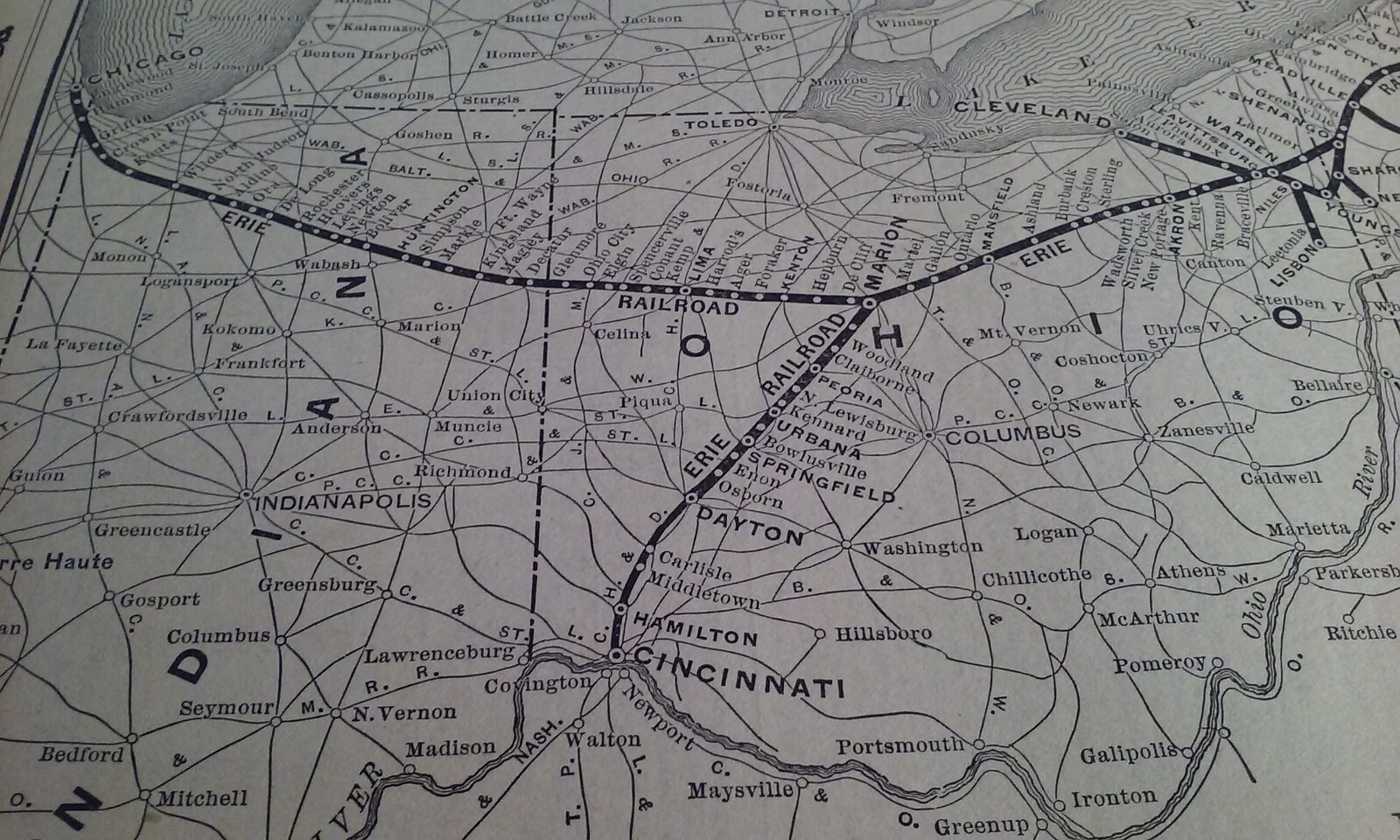 Rare 1903 Railroad Map of The ERIE Penn Railroad Railway Routes & Connections