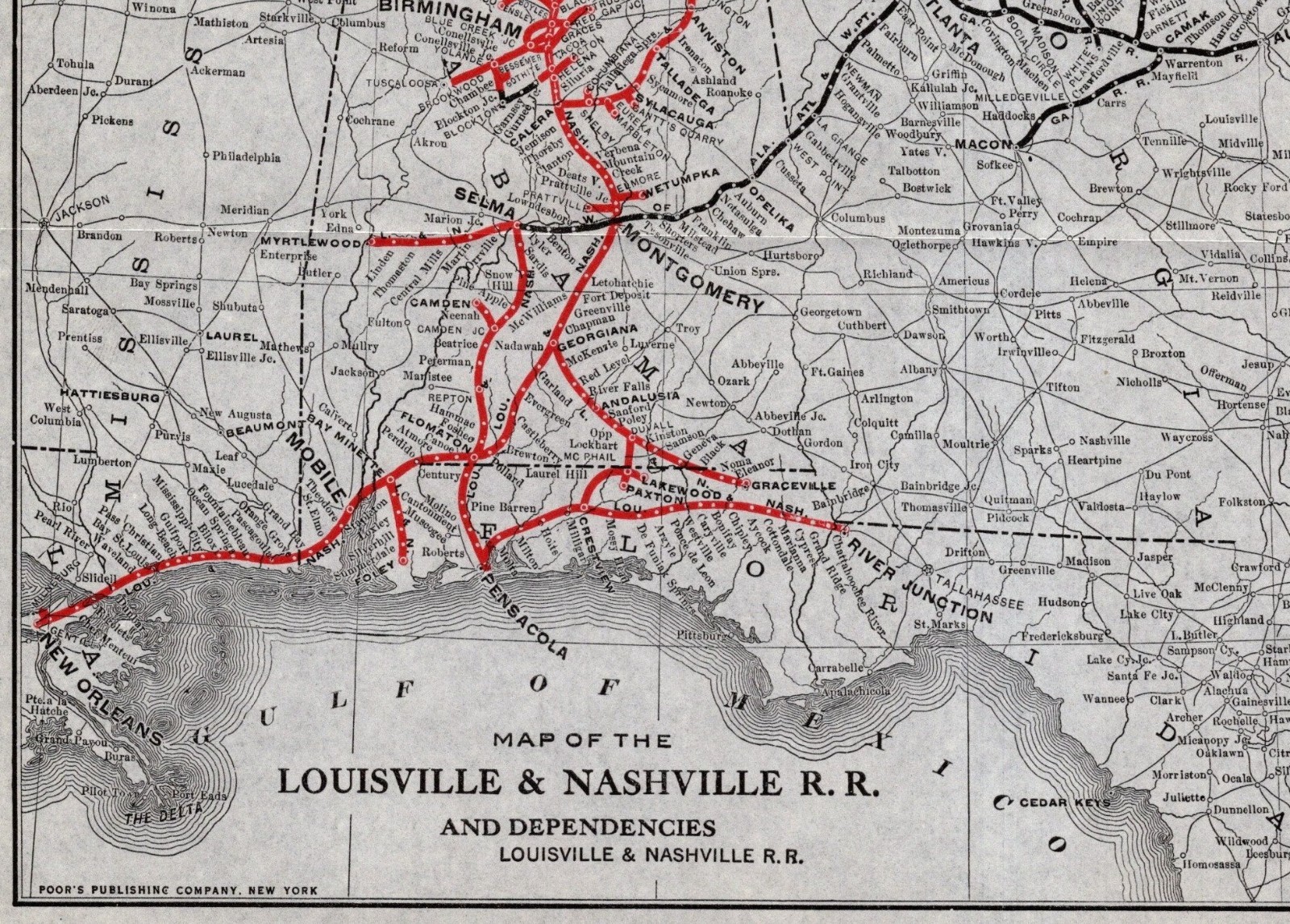 1920 Antique Louisville & Nashville Railroad Map L & N Railroad Map 2946
