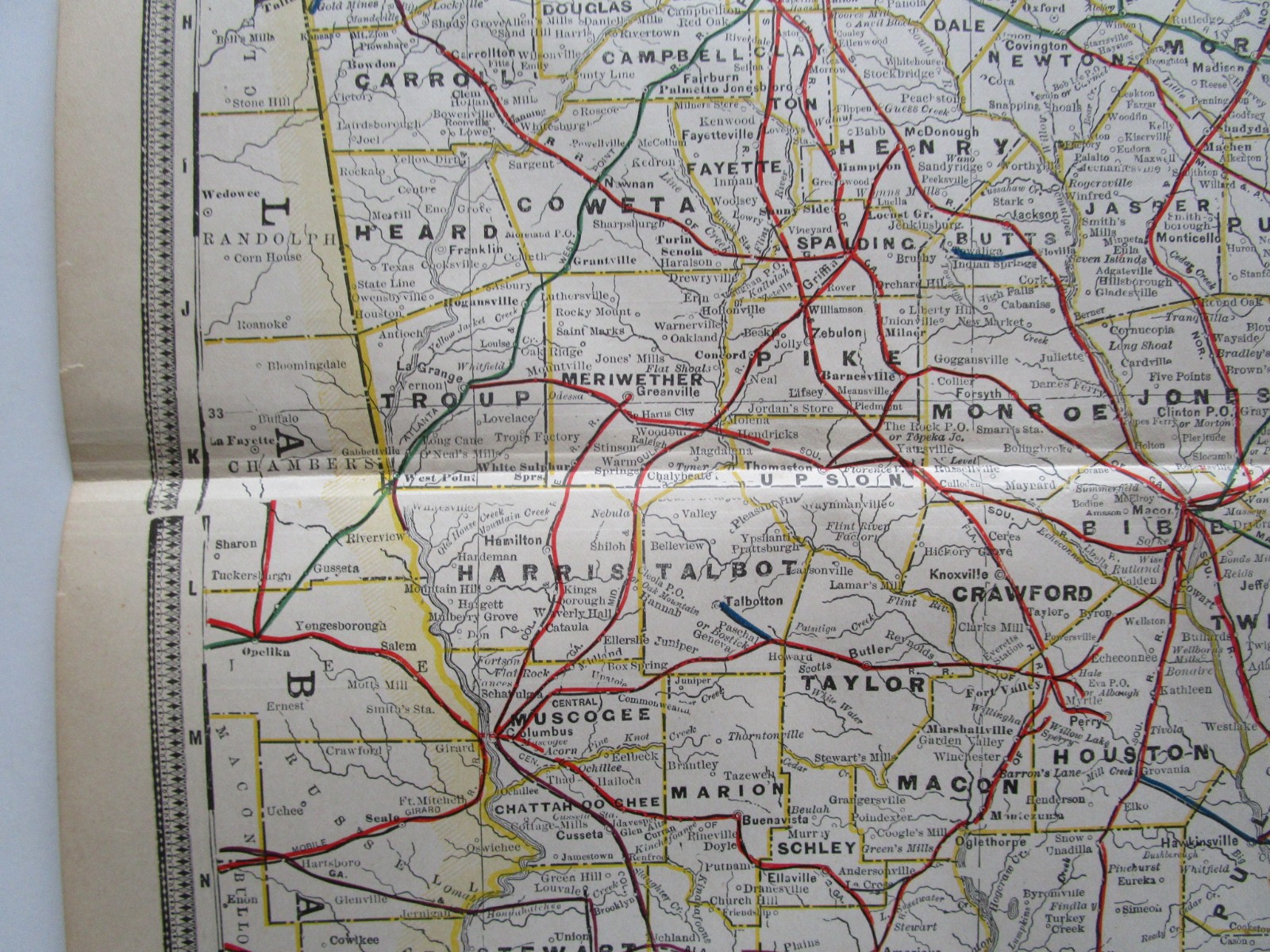 GA 1898 GEORGIA STEAM RAILROADs Map. SMITHONIA & DUNLOP RR, CUYLER & WOODBURN RR